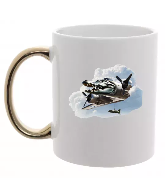 Чашка с цветной ручкой Bombardiro Crokodilo Золото фото