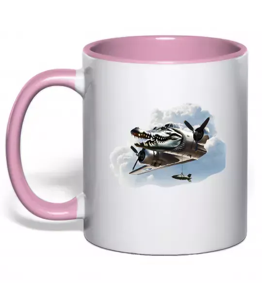 Чашка с цветной ручкой Bombardiro Crokodilo Нежно розовый фото