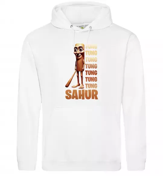 Мужская толстовка (худи) Tung tung tung sahur Белый фото