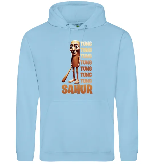 Мужская толстовка (худи) Tung tung tung sahur Голубой фото