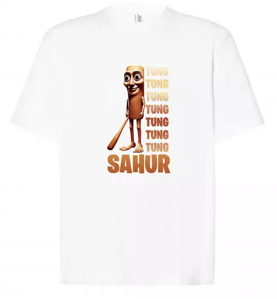 Футболка Оверсайз Tung tung tung sahur Білий фото
