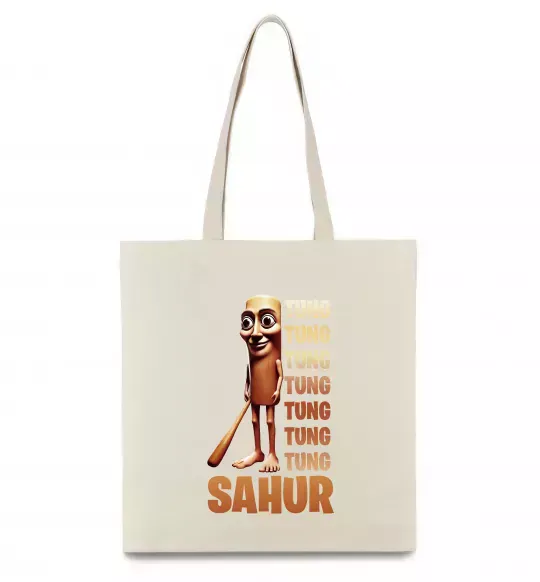 Еко-сумка Tung tung tung sahur Бежевий фото
