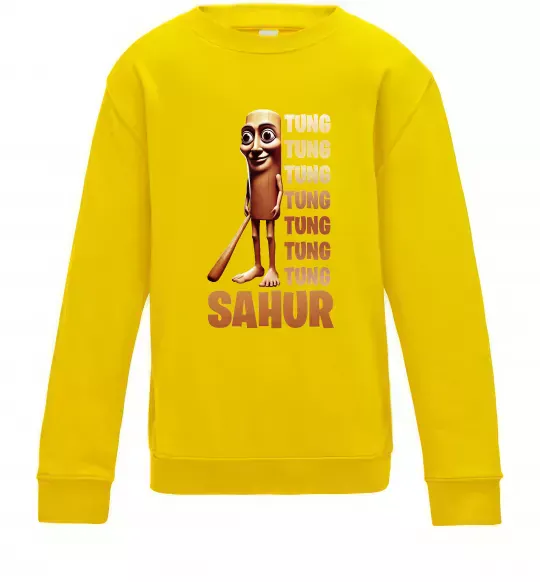 Детский Свитшот Tung tung tung sahur Солнечно желтый фото