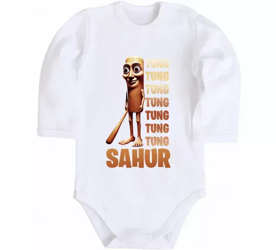 Детский боди Tung tung tung sahur Белый фото