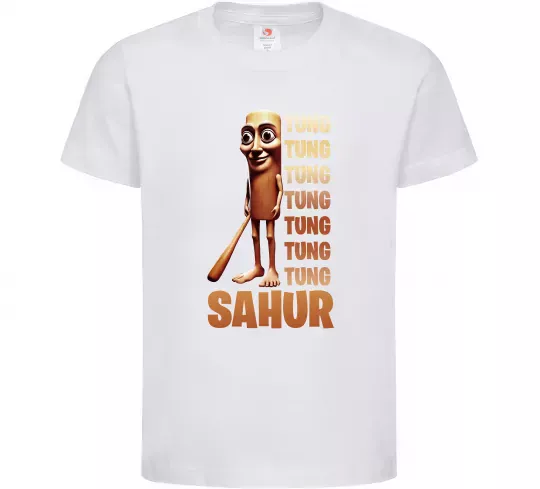 Детская футболка Tung tung tung sahur Белый фото