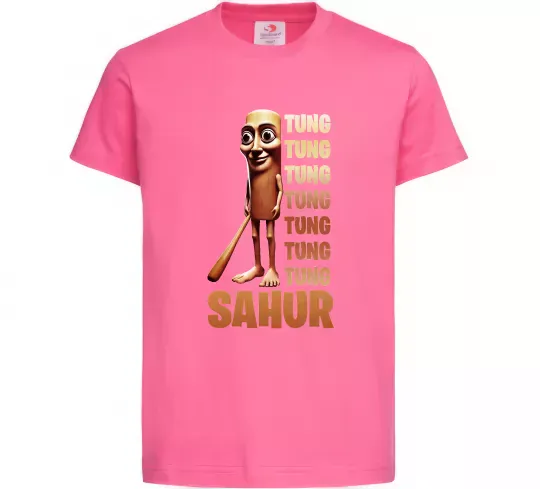 Детская футболка Tung tung tung sahur Ярко-розовый фото
