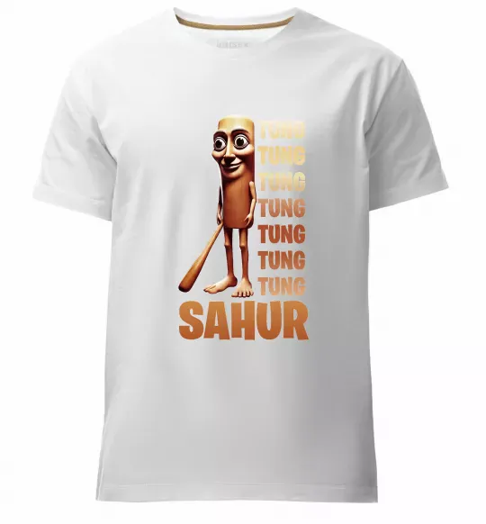 Мужская премиум футболка Tung tung tung sahur Белый фото