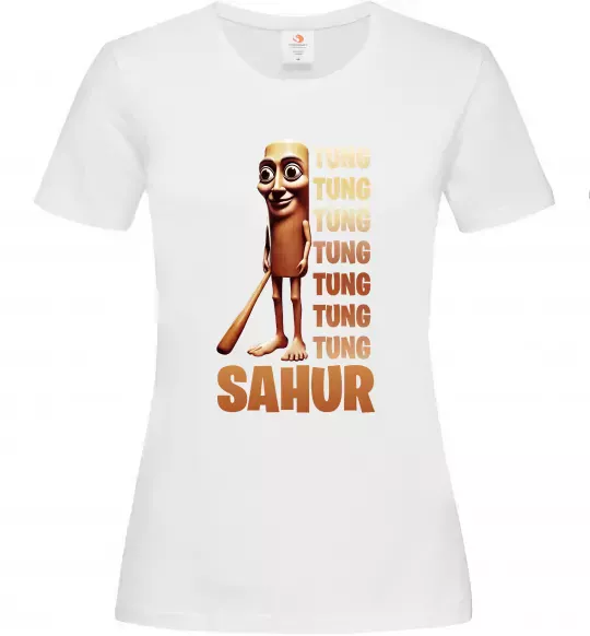 Жіноча футболка Tung tung tung sahur Білий фото