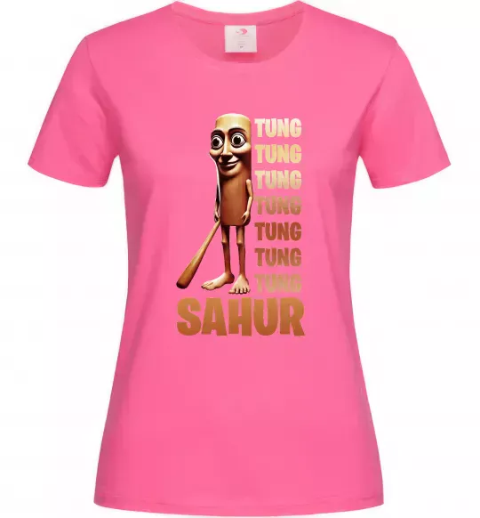 Жіноча футболка Tung tung tung sahur Яскраво-рожевий фото