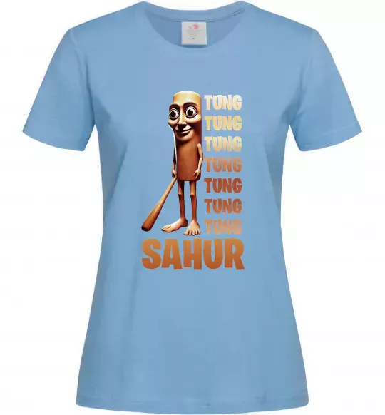 Жіноча футболка Tung tung tung sahur Блакитний фото