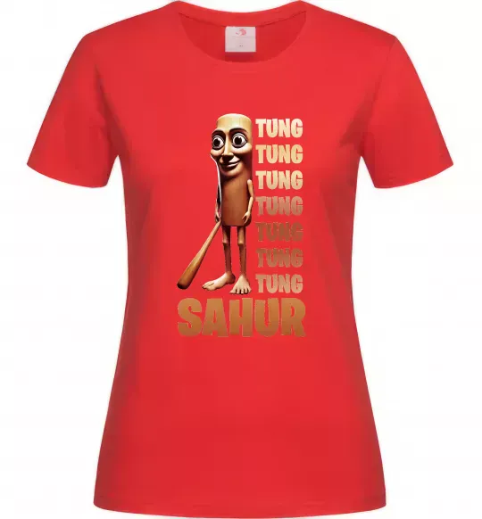 Жіноча футболка Tung tung tung sahur Червоний фото