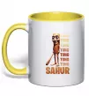Чашка з кольоровою ручкою Tung tung tung sahur Сонячно жовтий фото