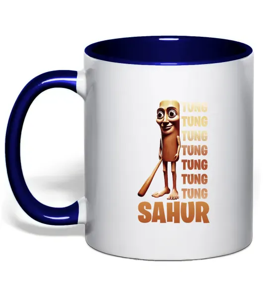 Чашка з кольоровою ручкою Tung tung tung sahur Глибокий темно-синій фото