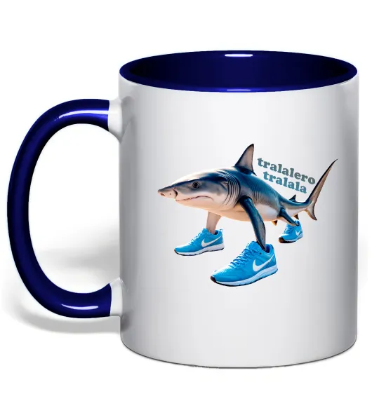 Чашка з кольоровою ручкою Tralalero tralala Глибокий темно-синій фото