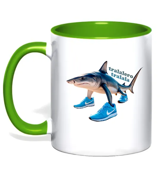 Чашка з кольоровою ручкою Tralalero tralala Лаймовий фото