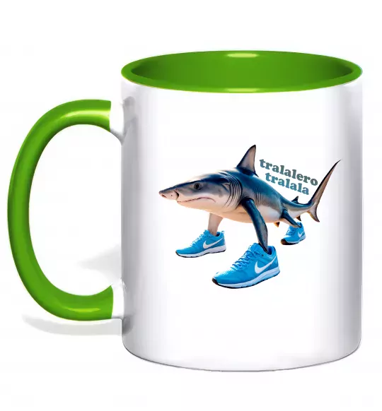 Чашка з кольоровою ручкою Tralalero tralala Зелений фото