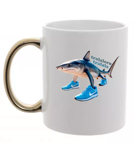 Чашка з кольоровою ручкою Tralalero tralala Золото фото