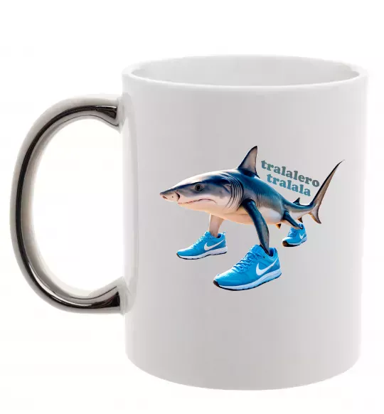 Чашка з кольоровою ручкою Tralalero tralala Срібло фото