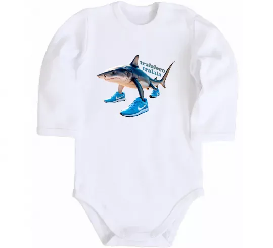 Детский боди Tralalero tralala Белый фото