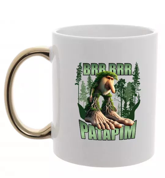 Чашка з кольоровою ручкою Brr brr patapim Золото фото