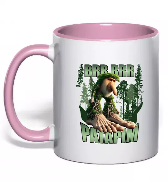 Чашка з кольоровою ручкою Brr brr patapim Ніжно рожевий фото