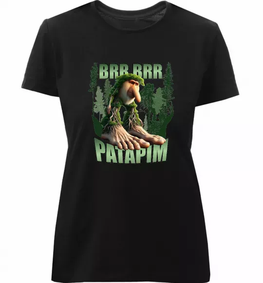 Жіноча преміум футболка Brr brr patapim Чорний фото