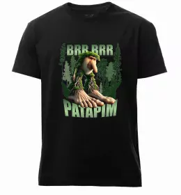 Мужская премиум футболка Tung tung tung sahur Черный фото