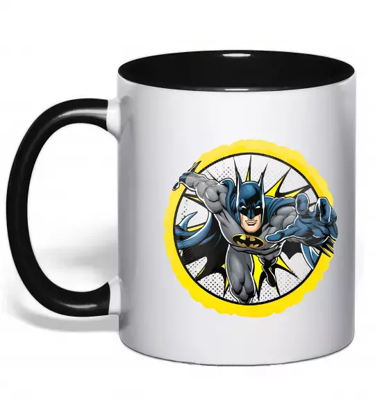 Чашка з кольоровою ручкою Бетмен комікс Чорний фото