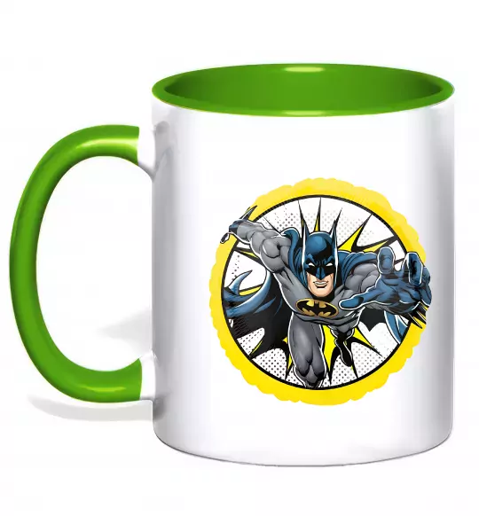 Чашка з кольоровою ручкою Бетмен комікс Зелений фото