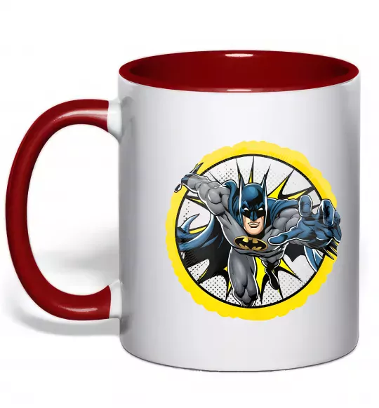 Чашка з кольоровою ручкою Бетмен комікс Червоний фото