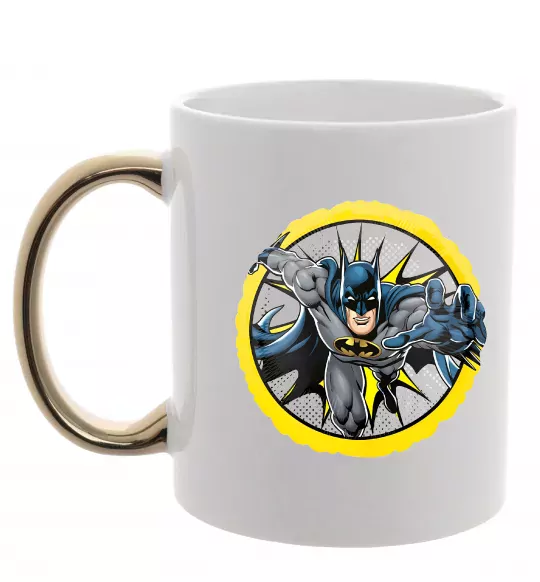 Чашка з кольоровою ручкою Бетмен комікс Золото фото
