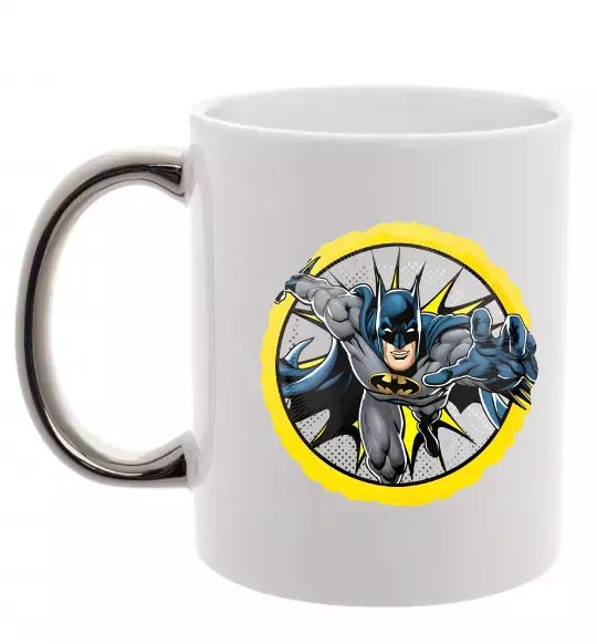 Чашка з кольоровою ручкою Бетмен комікс Срібло фото