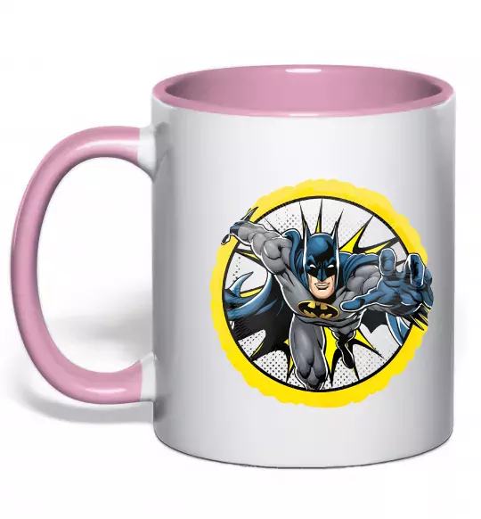 Чашка з кольоровою ручкою Бетмен комікс Ніжно рожевий фото