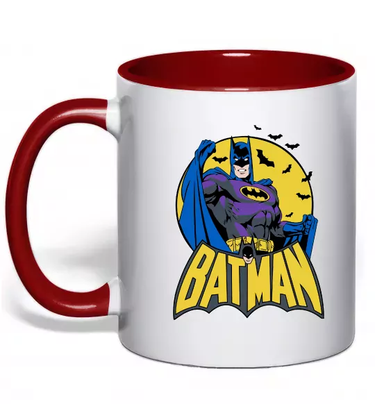 Чашка с цветной ручкой Batman летючі миші Красный фото