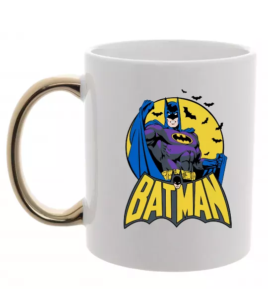 Чашка с цветной ручкой Batman летючі миші Золото фото