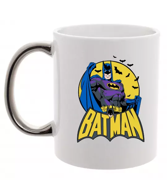 Чашка с цветной ручкой Batman летючі миші Серебро фото