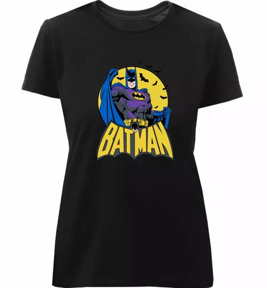 Женская премиум футболка Batman летючі миші Черный фото