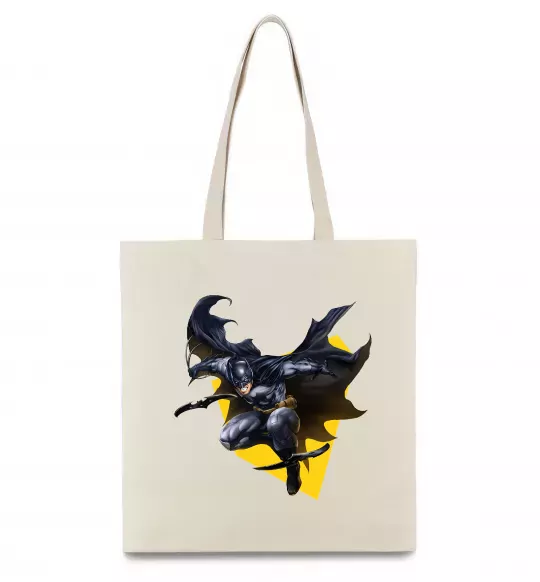 Эко-сумка Бетмен в польоті Бежевый фото