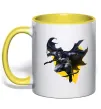 Чашка с цветной ручкой Бетмен в польоті Солнечно желтый фото