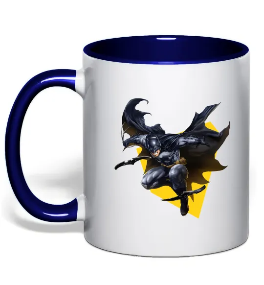 Чашка с цветной ручкой Бетмен в польоті Глубокий темно-синий фото