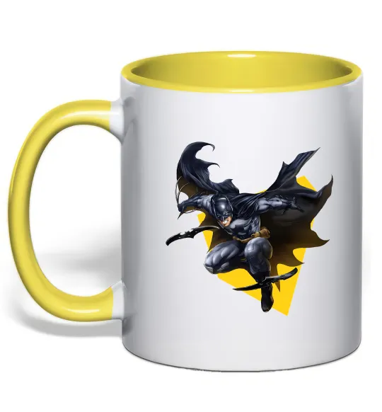 Чашка з кольоровою ручкою Бетмен в польоті Лимонний фото