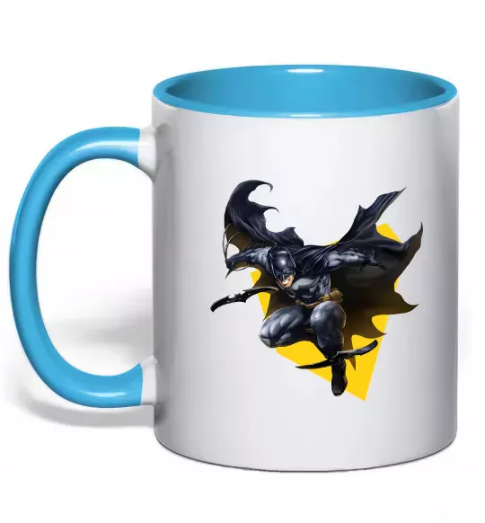 Чашка с цветной ручкой Бетмен в польоті Голубой фото