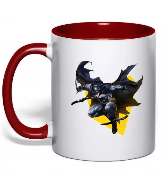 Чашка с цветной ручкой Бетмен в польоті Красный фото