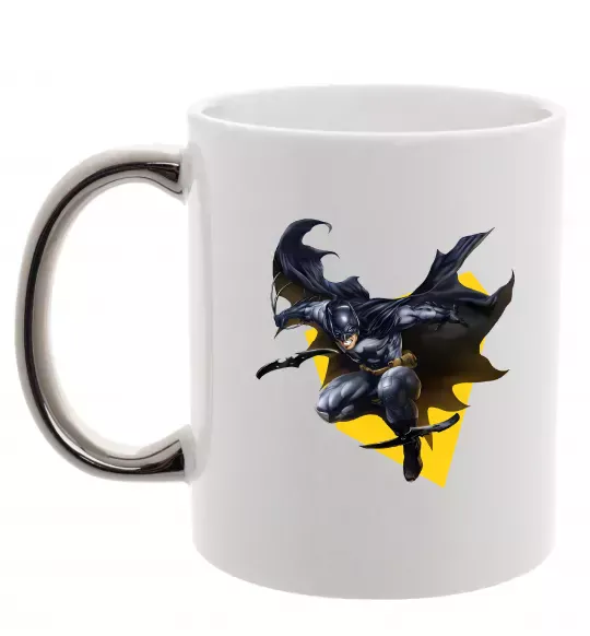 Чашка с цветной ручкой Бетмен в польоті Серебро фото