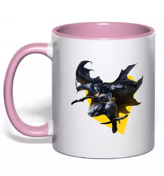 Чашка с цветной ручкой Бетмен в польоті Нежно розовый фото