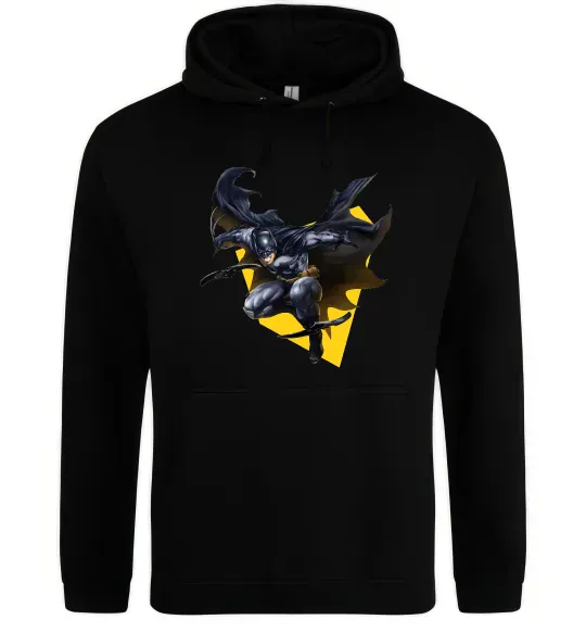 Мужская толстовка (худи) Бетмен в польоті Черный фото