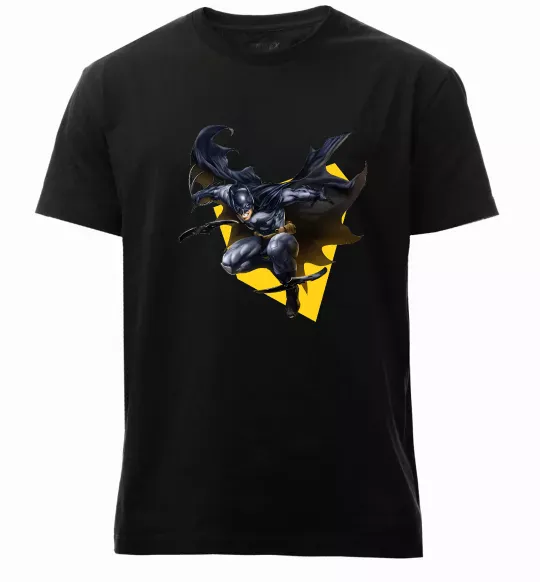 Чоловіча преміум футболка Бетмен в польоті Чорний фото