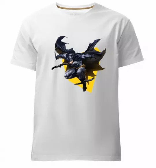 Чоловіча преміум футболка Бетмен в польоті Білий фото