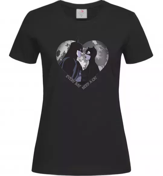 Женская футболка Every bat need a cat Черный фото