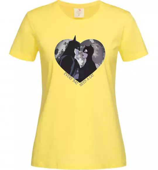 Женская футболка Every bat need a cat Лимонный фото
